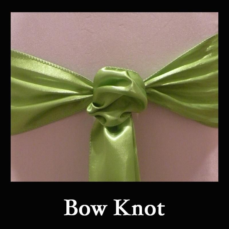 Green satin bow knot on a pink background, with the label “Bow Knot” below.