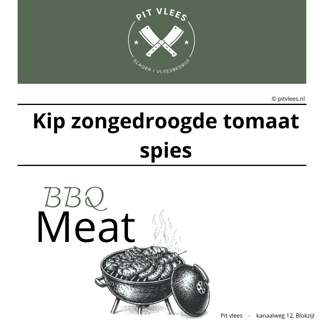 Kip zongedroogde tomaat spies