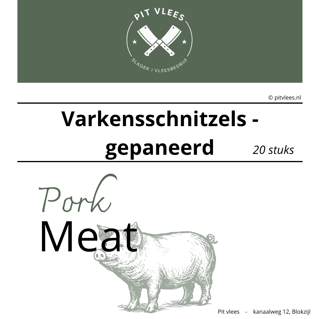 Varkensschnitzels gepaneerd 20 stuks