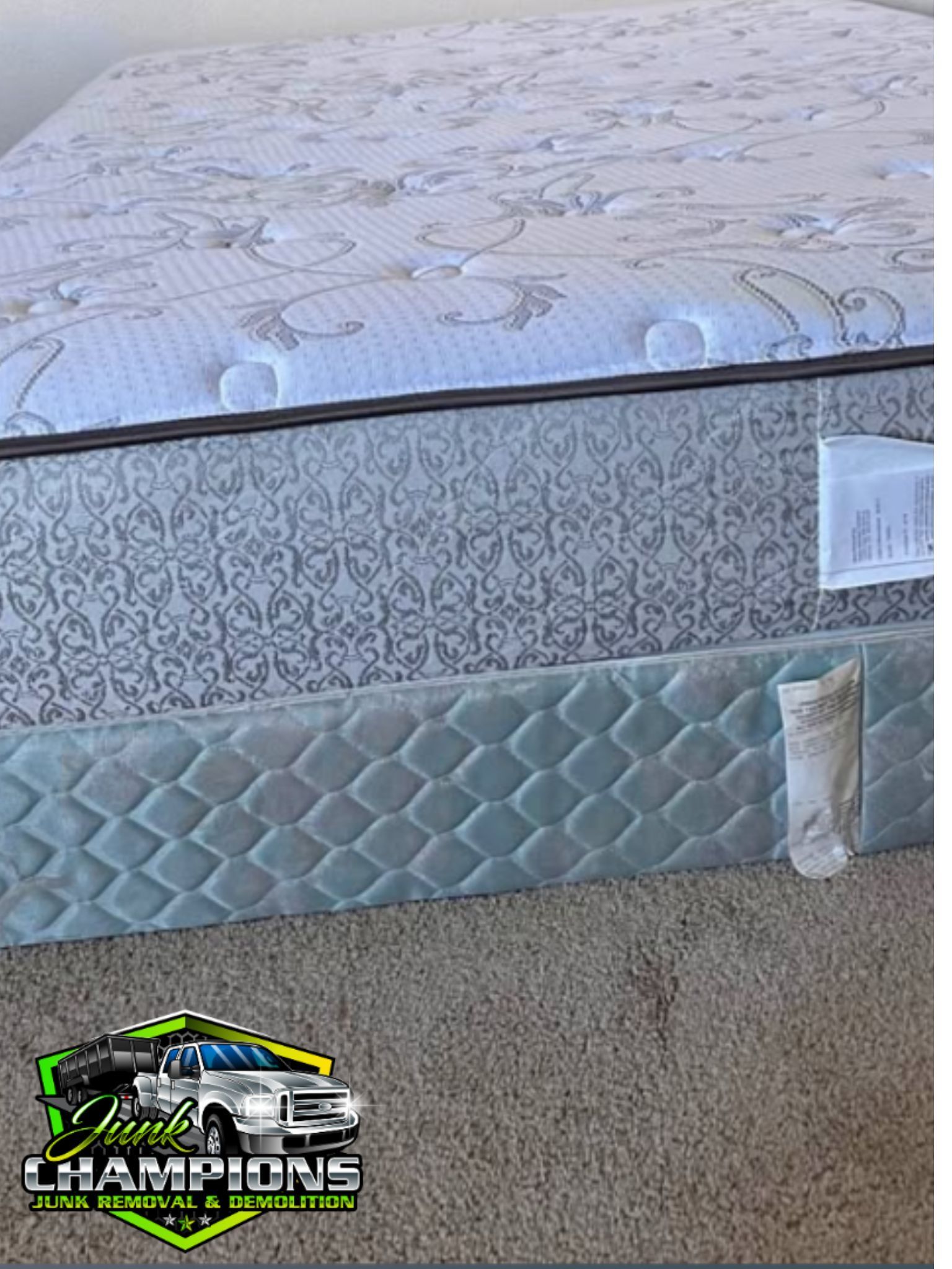 An old mattress in room in Rancho Cucamonga about to be disposed of by Junk Champions Junk Removal