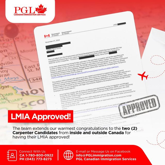 Redacted positive LMIA letter for two Carpenter positions