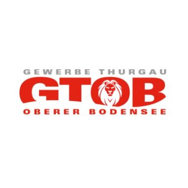 Rot-weißes Logo für Gewerbe Thurgau Oberer Bodensee mit den Buchstaben