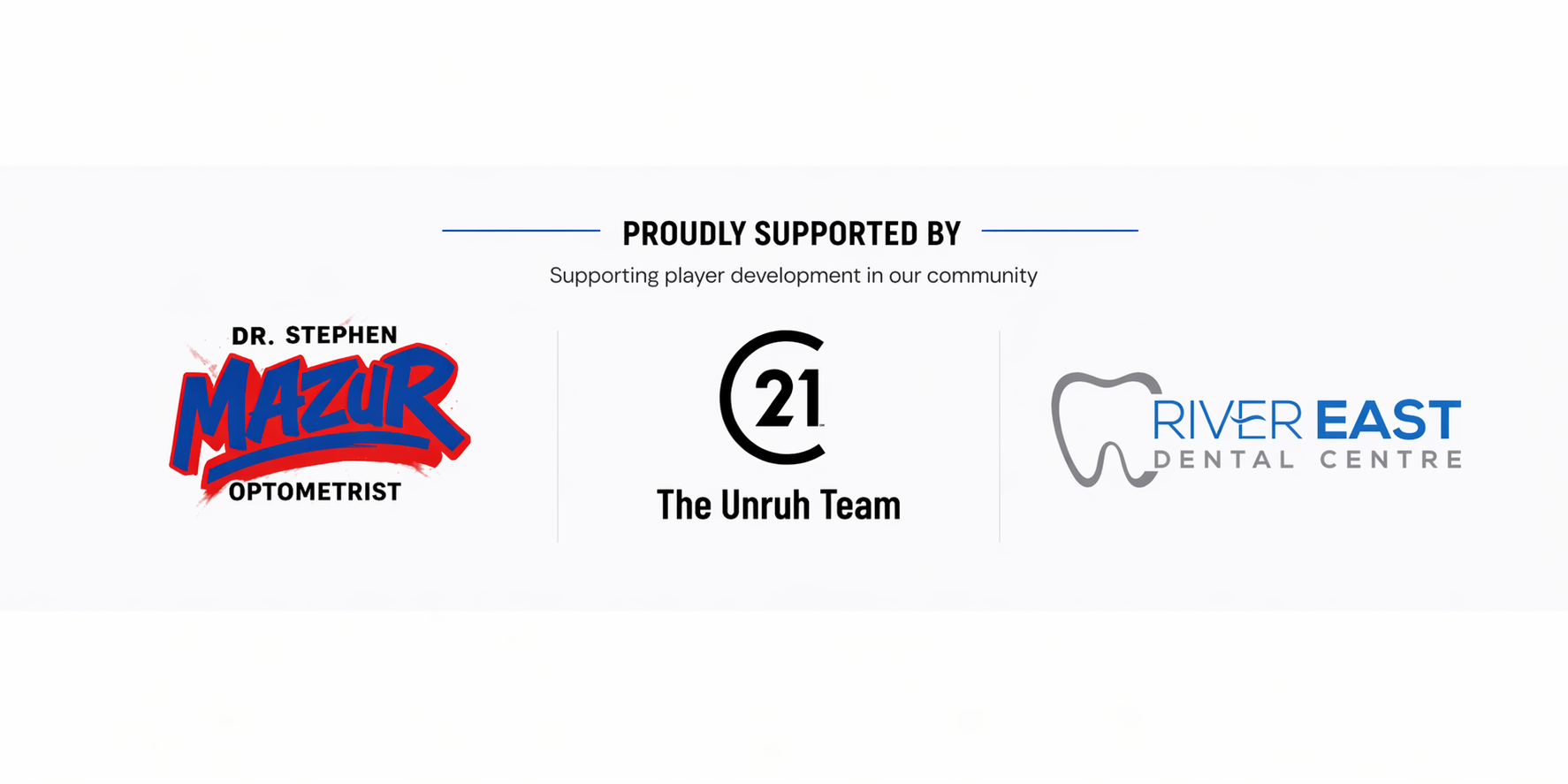 Sponsors/supporters logos on white: Fizz, Z1 The Urban Team, and River East Fitness Centre