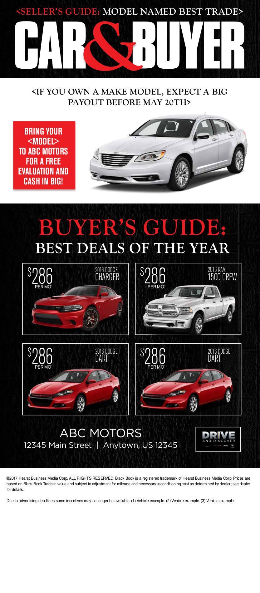 Car & Driver magazine cover featuring a silver sedan and a 2004 buyer’s guide with four cars.