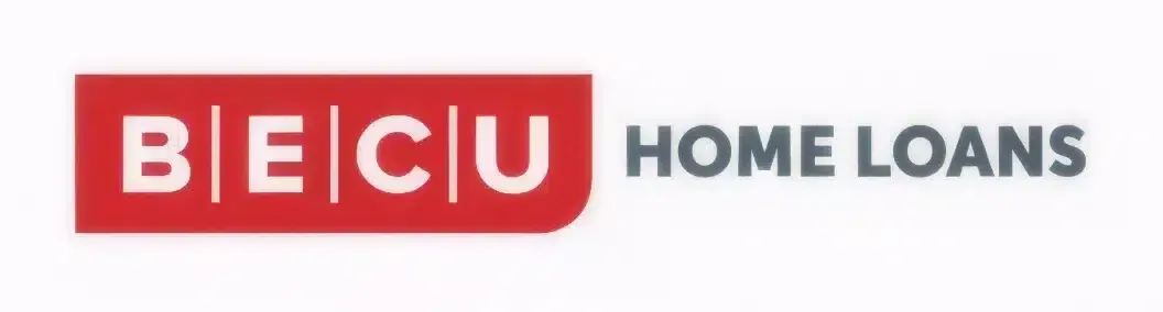 BECU Home Loans logo with red BECU box and gray text on white background