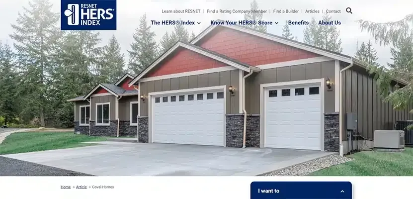 White garage with two doors and red-trimmed roof on a suburban home exterior