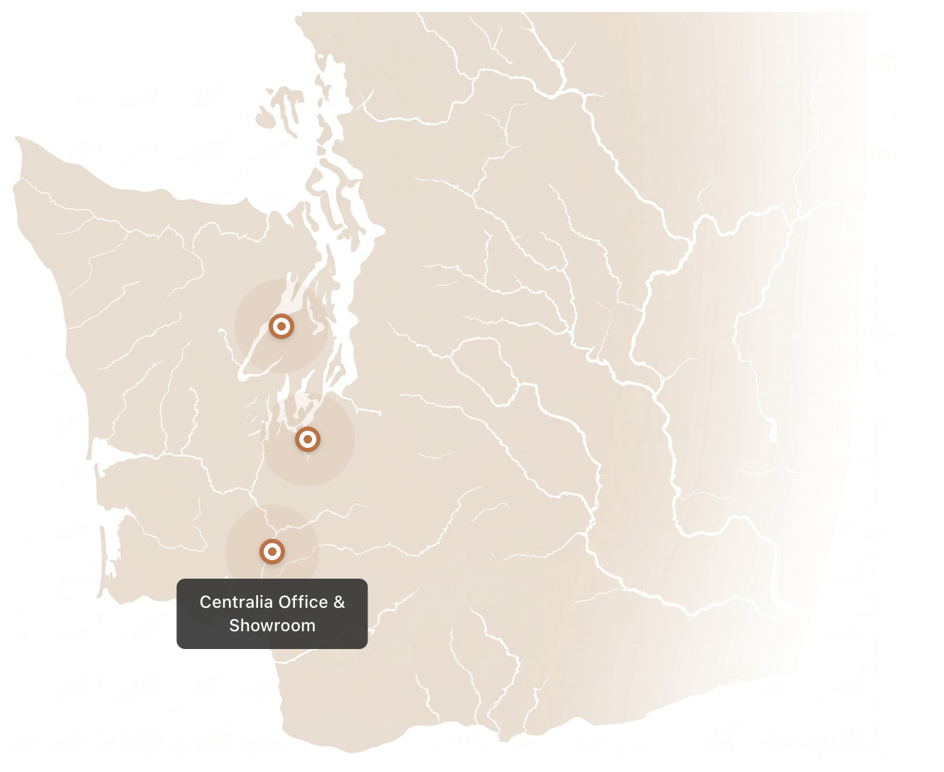 Map with three location markers and a label reading “Centrallia of the A… Seafront.”