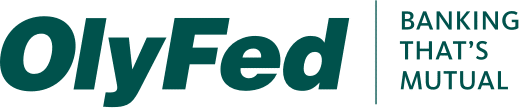 OlyFed logo in green with the tagline “BANKING THAT’S MUTUAL” in teal text