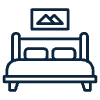 Icon of a bed with a framed picture above it.