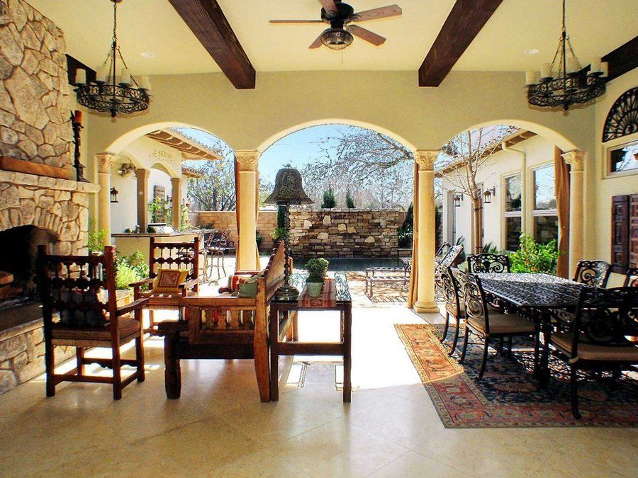 area of house with dining, living and doorway to the pool area