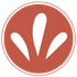 The Fountain Place icon. White stylized leaves inside a red circle, bordered by white.