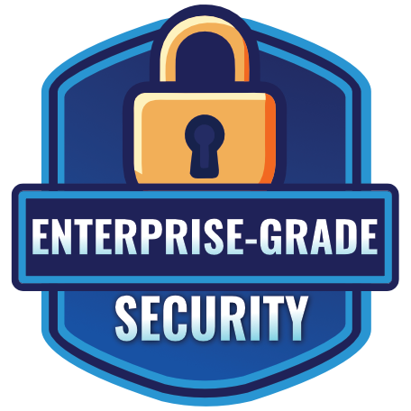 Badge with a gold padlock above the text 