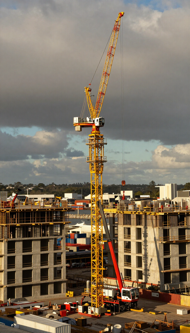 Mobile crane operating on a Newcastle NSW construction site