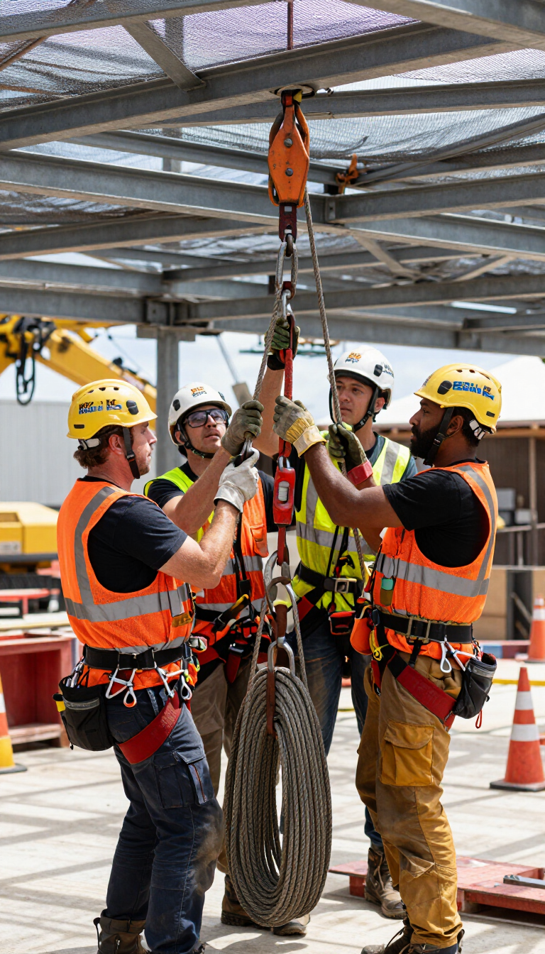 Certified rigging crew on active NSW job site