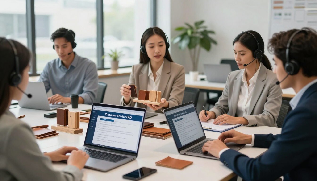 Reunión de negocios con cinco personas alrededor de una mesa de conferencias, utilizando ordenadores portátiles