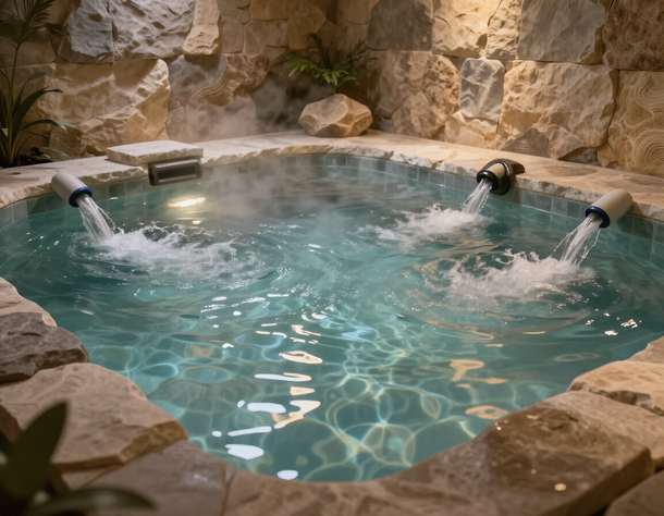 Vasca idromassaggio con atmosfera wellness