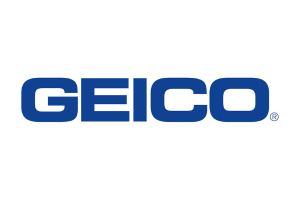 GEICO logo in blue lettering on a white background