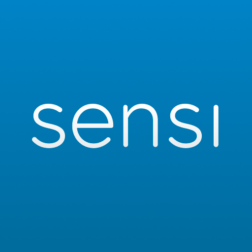 The word sensi is on a blue background