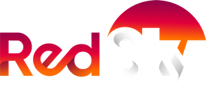 Red Sky logo with red-to-orange gradient text and a stylized white star rising over the word “Sky”
