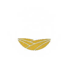 Logo di Franco Alessandro con una casa, un campo di grano e una ghirlanda di foglie ad arco su sfondo trasparente.