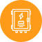 Orange icon of a laptop with a computer chip and dollar sign on the screen