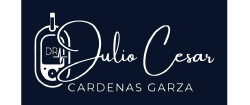 Logotipo con un dispositivo m&eacute;dico estilizado, "Julio Cesar Cardenas Garza" en letra blanca sobre fondo azul marino.
