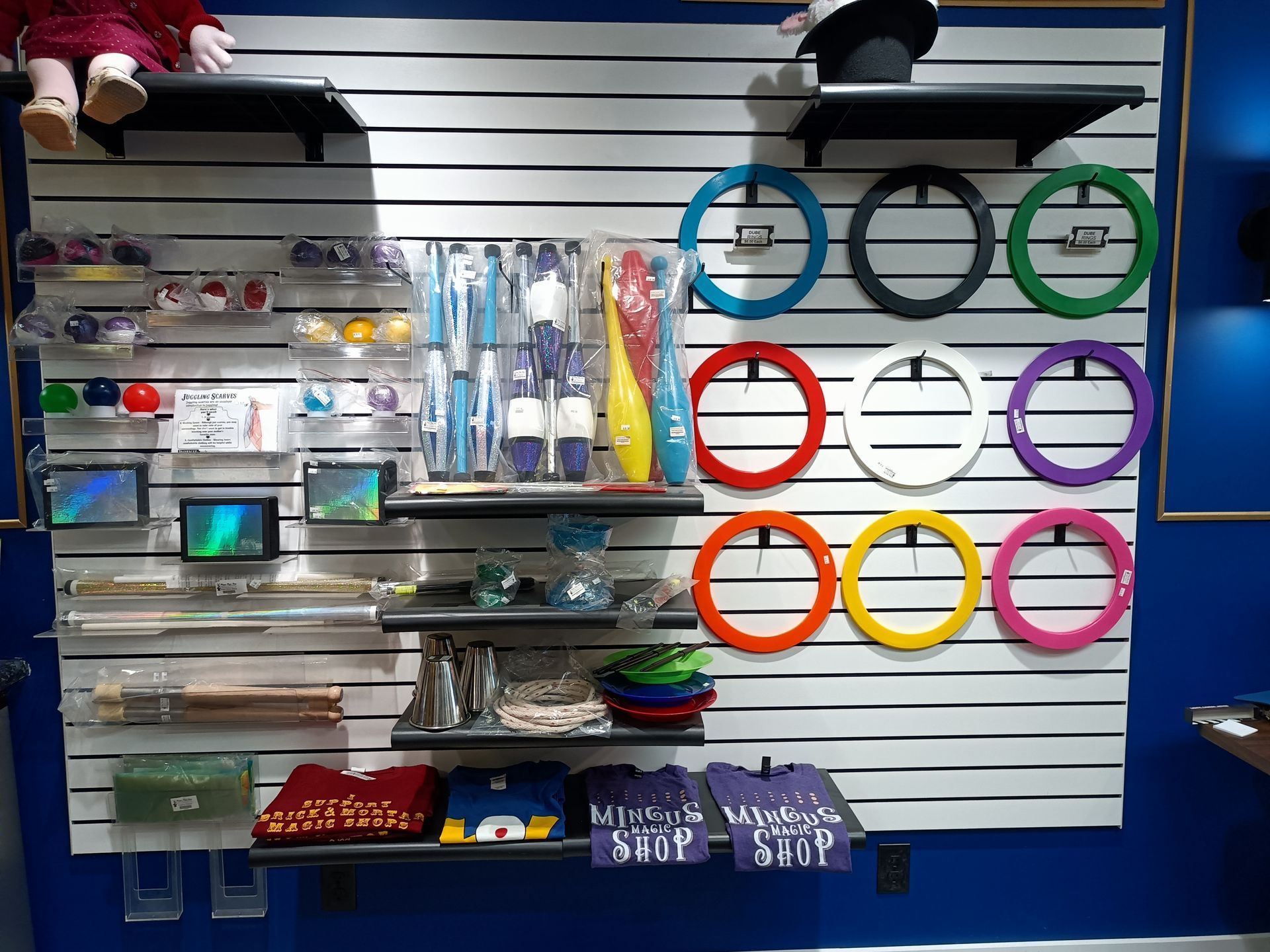 A wall with a bunch of colorful circles on it