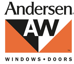 Andersen AW logo with orange and black geometric design and “Windows Doors” text