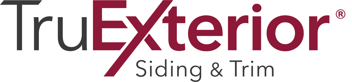 TruExterior Siding & Trim logo with gray and red text on a white background