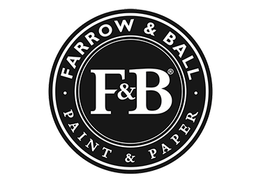 Farrow & Ball circular black-and-white logo with F&B and Paint & Paper text