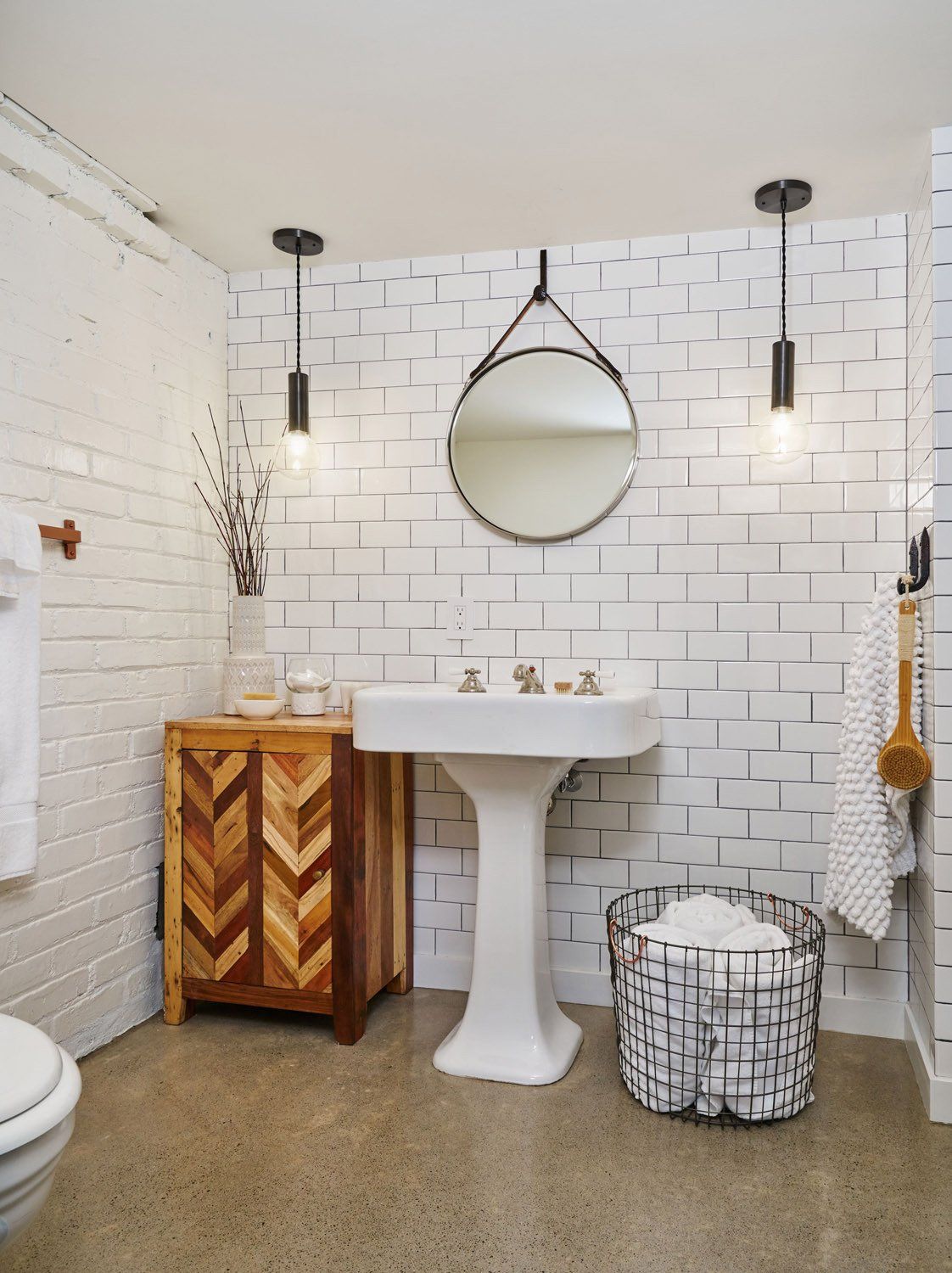 The basement bath is all new with a contemporary classic feel.