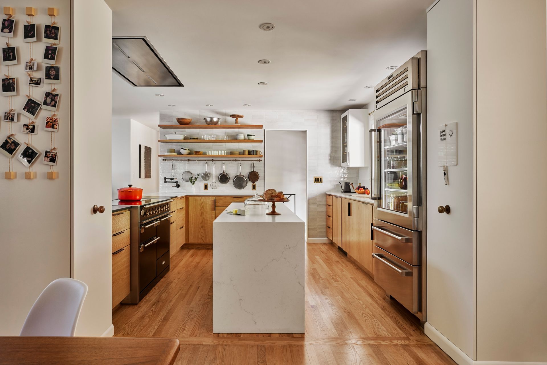 Tucked behind these inconspicuous flat panels lies an incredible amount of built-in storage. 