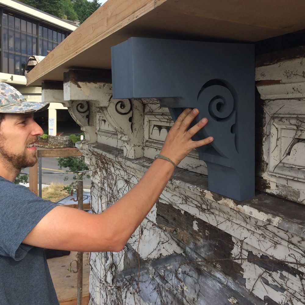 Most of the corbels making up the cornice of the Morris-Marks house were able to be preserved.  Those that were not or were missing were recreated by Arciform's custom woodshop. 