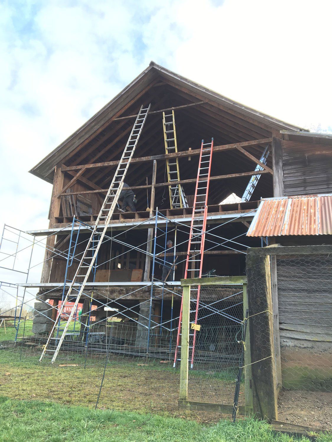 Shipley-Cook Barn restoration in progress