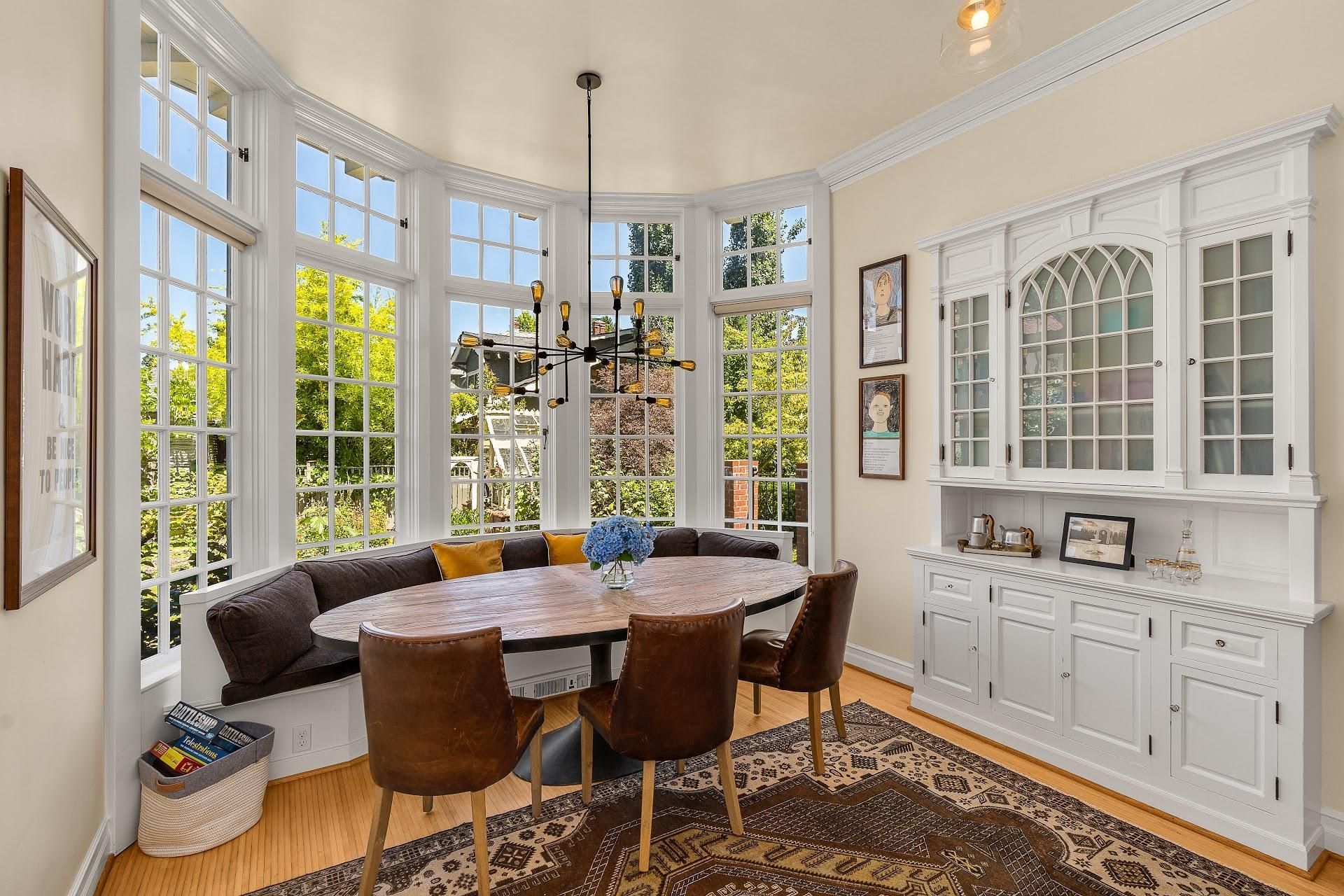 1916 Irvington Colonial Revival breakfast room with custom banquette by Arciform 