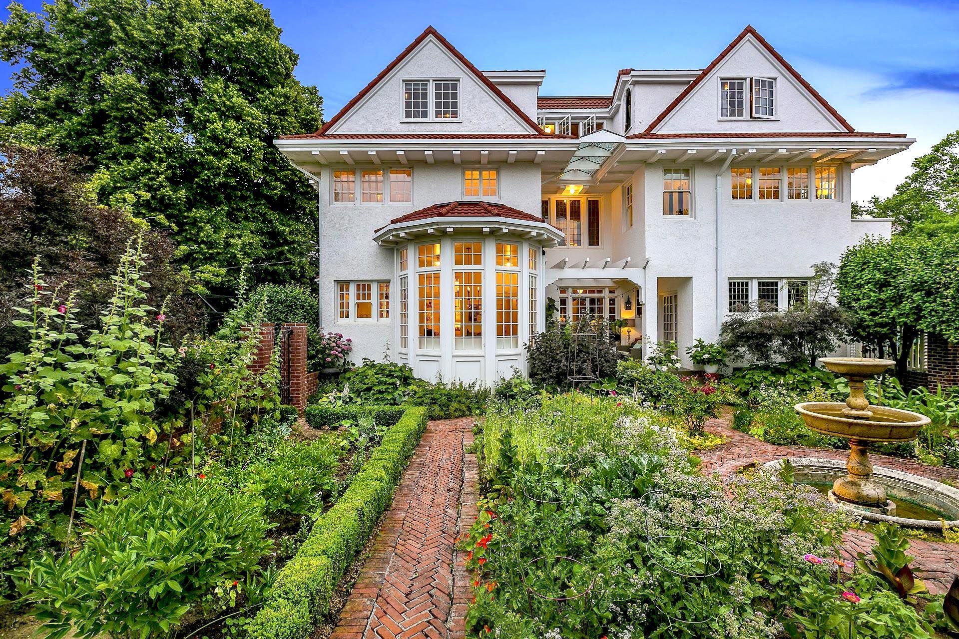 1916 Irvington Colonial Revival house with formal garden