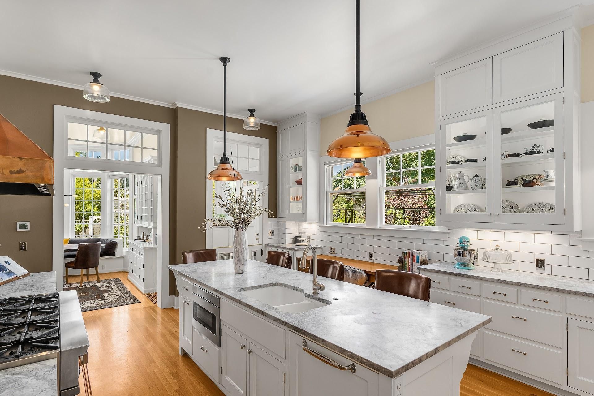 1916 Irvington Colonial Revival primary bathroom with tile shower 