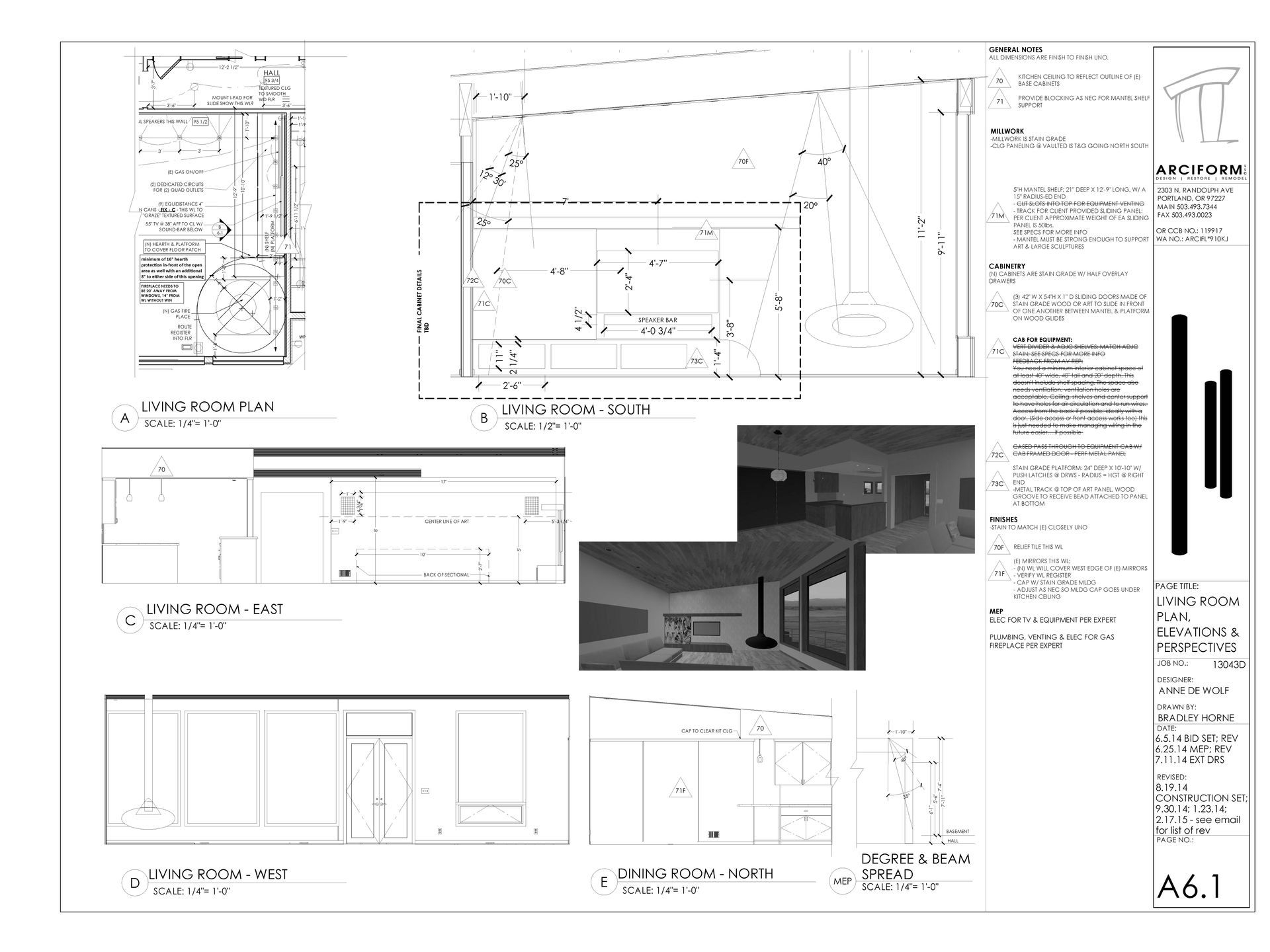 Architectural elevation and site plan drawings with a small house photo inset, labeled A6.1
