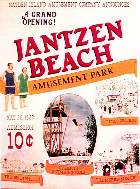 A poster for the jantzen beach amusement park