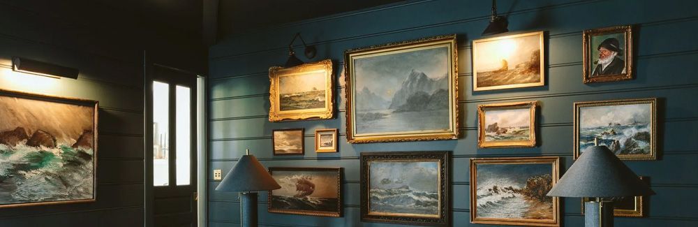 Dark green painted walls in farmhouse style home.