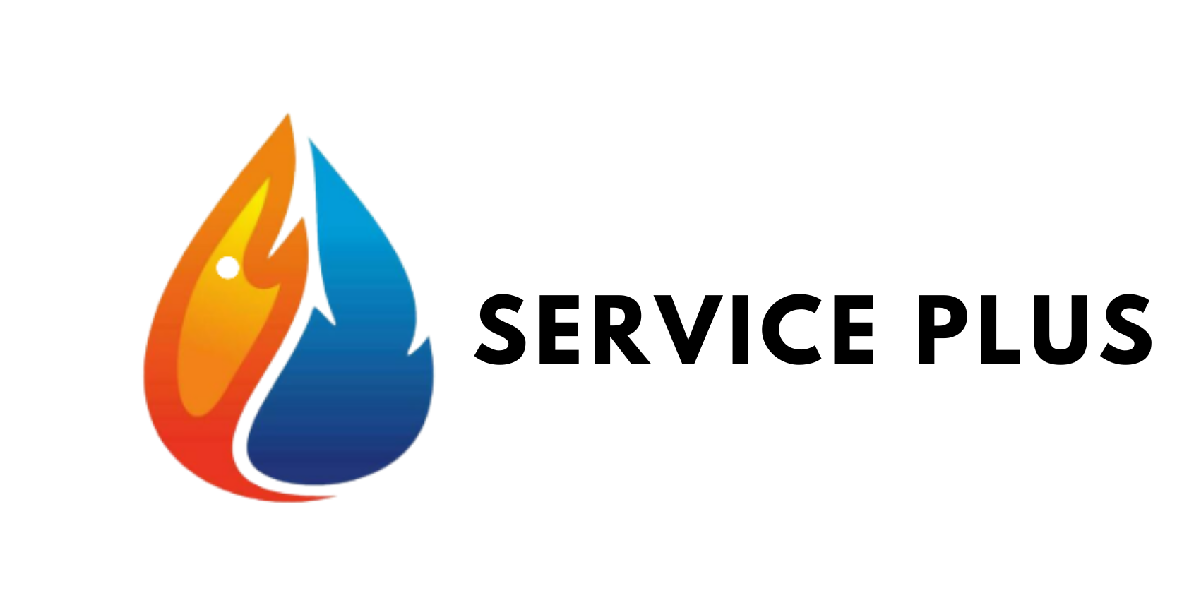 The logo for service plus shows a fire and a drop of water. The logo for service plus shows a fire and a drop of water.