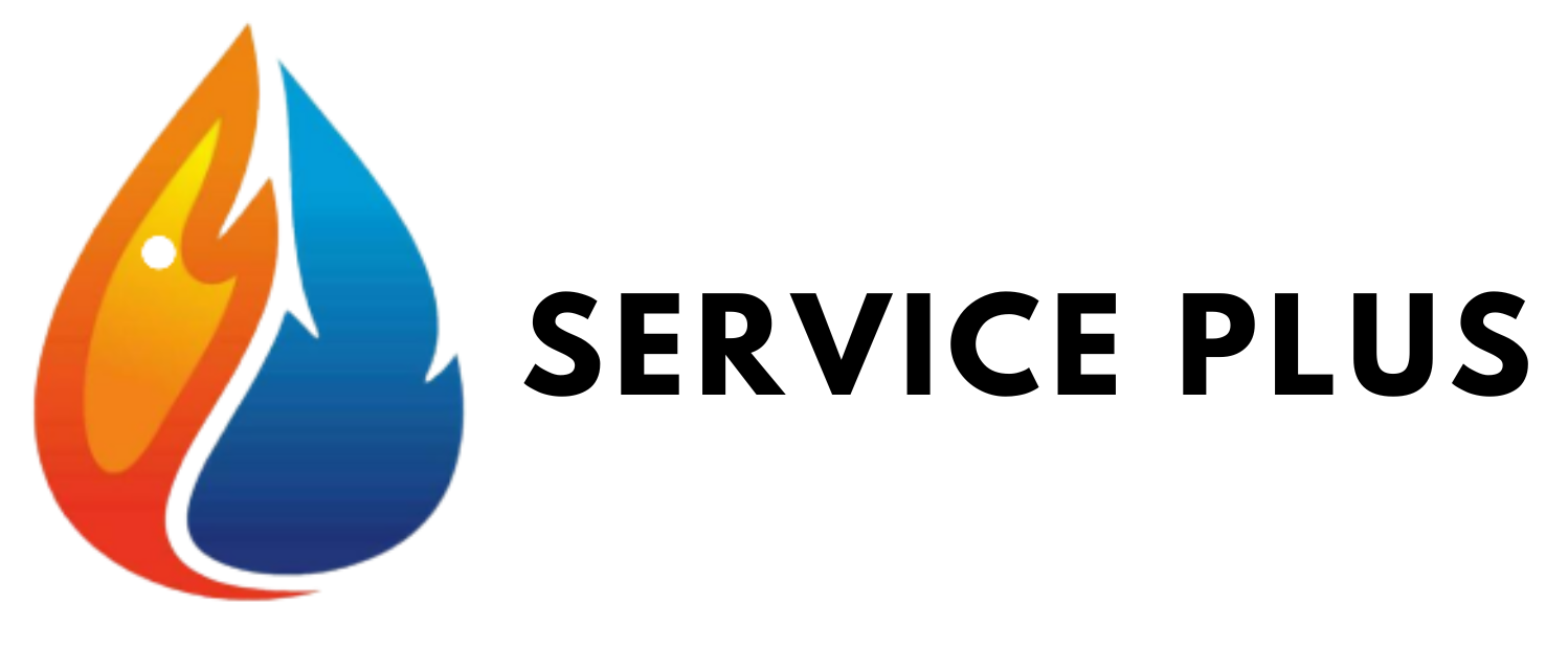 A logo for Service Plus with a drop of water and a fire. A logo for Service Plus with a drop of water and a fire.