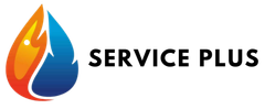A logo for Service Plus with a drop of water and a fire. A logo for Service Plus with a drop of water and a fire.