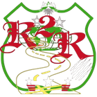 Green shield logo with red stylized letters, stars, and a winding path to a flag-lined hilltop