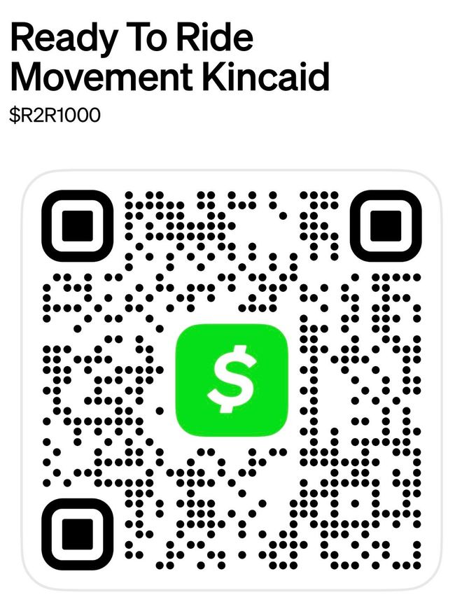 Ready To Ride QR code payment for Movement Kincaid, $2R100, with green Cash App icon