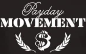 “Payday Movement” logo with a dollar sign and laurel wreath on a dark background