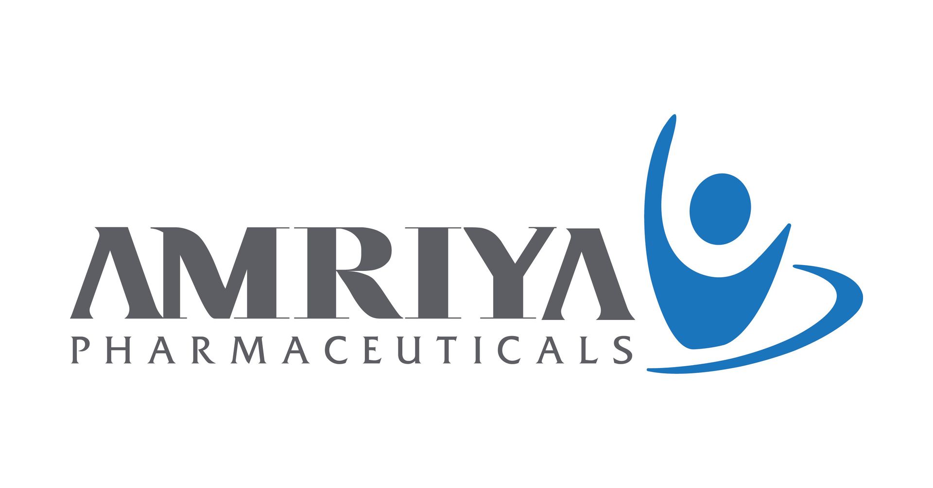 A logo for amriya pharmaceuticals with a blue silhouette of a person.