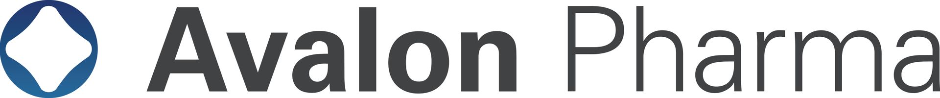A logo for avalon pharma with a blue diamond on a white background.
