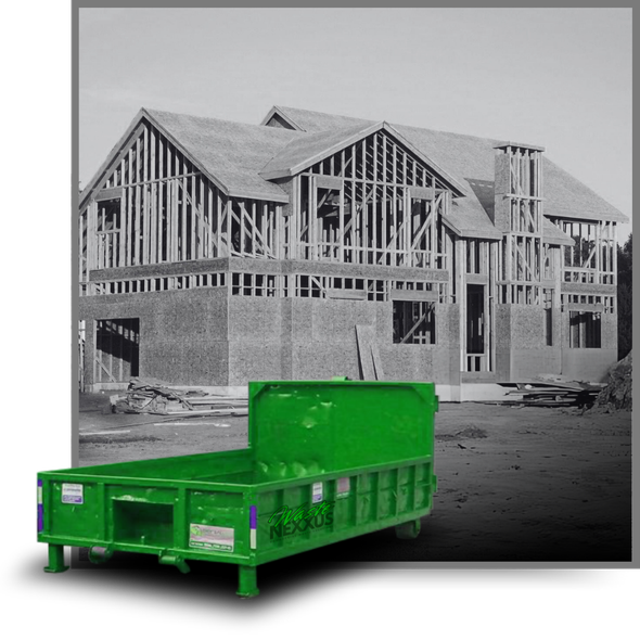 Dumpsters in front of a house