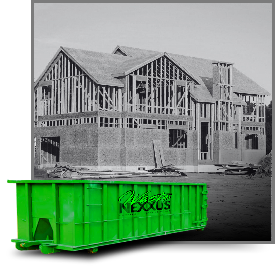 Dumpsters in front of a house